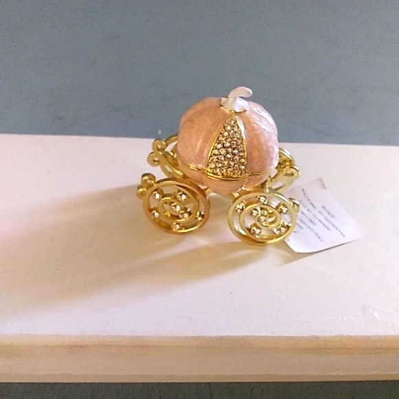 Unbranded Other - COPY - Bejeweled Cinderella Pumpkin Carriage Mini Hinged Trinket Pill Box 3" Hi…